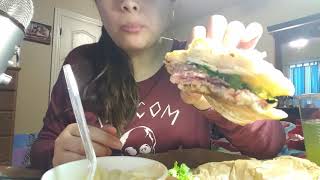 ASMR Panera Bread  Mac and Cheese and Sandwich [upl. by Tillie241]