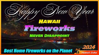 2024 New Years Fireworks in Hawaii 🌈 Happy New Year 🎉 Waipahu Oahu Hawaii 5K [upl. by Ahseryt336]