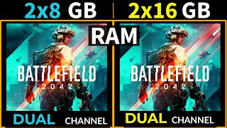 ✔️Battlefield 2042  ✔️Dual 2x8 GB vs Dual 2x16 GB RAM in 2023  ✔️16 GB vs 32 GB Dual Channel [upl. by Hovey]