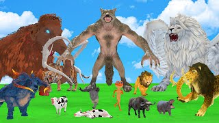 10 Giant Elephant Cow vs 5 Zombie Dinosaur vs 5 Giant Tiger Attack Cow Buffalo Save Woolly Mammoth [upl. by Jump]