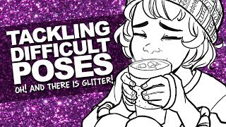 DIFFICULT POSES and GLITTER  Maple is Back  DrawingWiffWaffles [upl. by Aicittel]