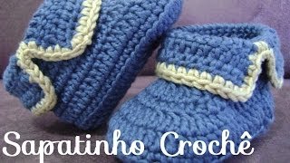 Sapatinho de Bebê em Croche  crochet baby bootie [upl. by Sevart]