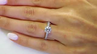 85 CT SI G ROUND DIAMOND ENGAGEMENT RING 14K WHITE GOLD [upl. by Atilef631]