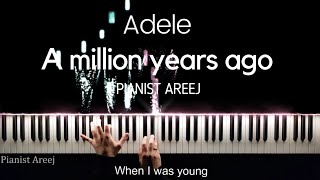 موسيقى عزف بيانو وتعليم  A Million Years Ago Adele  Piano cover amp tutorial [upl. by Algar191]