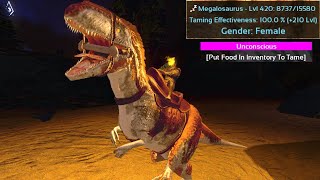 HIGH LEVEL MEGALOSAURUS TAMING IN THE CAVE ARK Survival Evolved Mobile [upl. by Amathist]