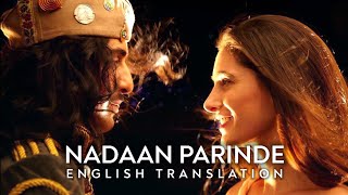 Nadaan Parinde  English Translation  A R Rahman Mohit Chauhan Irshad Kamil  Rockstar [upl. by Tolkan641]