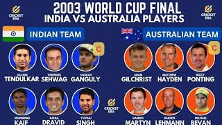 2003 WORLD CUP FINAL💥💥 INDIA VS AUSTRALIA TEAMS 💥💥 [upl. by Hake39]