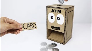 Mini ATM Machine From Cardboard  कार्ड डालो और सिक्के निकलो [upl. by Noterb]