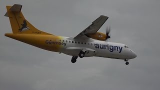 Aurigny ATR 42500 GHUET Landing at LBA 27816 [upl. by Garett553]