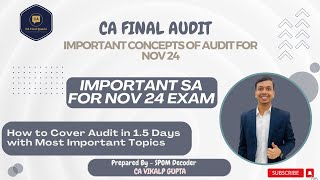 MustDo SA amp PE Topics for Your Nov 24 Exam  How to Cover Audit in 15 Days [upl. by Elatsyrc]