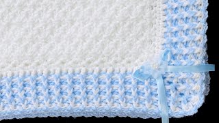 BABY BLANKET CROCHET PATTERN WITH BEAUTIFUL CROCHET STITCH FOR BABY BLANKETS AND EASY CROCHET BORDER [upl. by Fafa648]