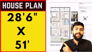 28ft X 51 Ft House Plan South East facing [upl. by Morgan]