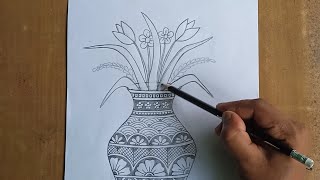 Flower Vase Design Drawing ll Easy Pot Design For Beginners ll [upl. by Ymmaj945]