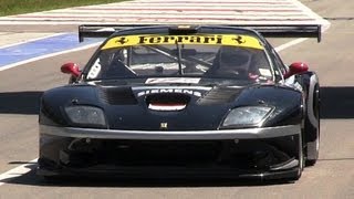 Ferrari 575 GT1 Sound  Warm Up amp In Action On Track [upl. by Yatnoj]