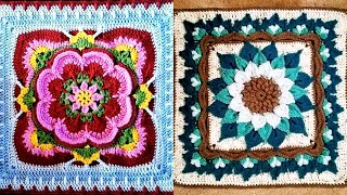 Top Attractive Beautiful Colorful Crochet Afghan Square Patterns and Designs Crochet for Beginners [upl. by Ralli]