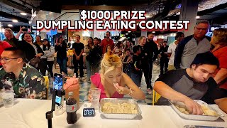 1000 PRIZE DUMPLING EATING CONTEST at Topanga Social in Canoga Park CA RainaisCrazy RainaHuang [upl. by Akli442]