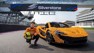 Lando Norris drives a real life sized LEGO McLaren P1 on the Silverstone Circuit [upl. by Naret]