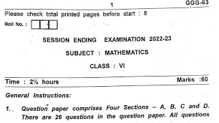 Class6 MATHS  Annual Exam Question Paper 2023 For KENDRIYA VIDYALAYA KVS Students [upl. by Anivlac25]