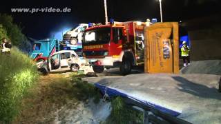 28052013  A 6 bei Neckarsulm Schwerer Lkw Unfall  Beifahrerin tödlich verletzt [upl. by Nerhtak]