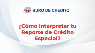 ¿Cómo interpretar tu Reporte de Crédito Especial [upl. by Niamreg]