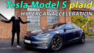 Tesla Model S plaid REVIEW with Autobahn 2023  the hypercar from stock 😱 [upl. by Nickey]