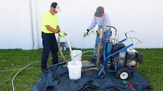 Polyglass Using the right spray equipment hose and spray gun for roof coatings application [upl. by Gaddi460]