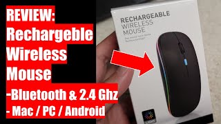 REVIEW Rechargeable Wireless Mouse  BLUETOOTH amp 24ghz for MAC  PC [upl. by Gorges]