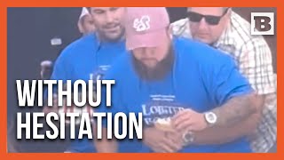 NH Gov Sununu Saves Choking Participant in Lobster Roll Eating Contest [upl. by Orson471]