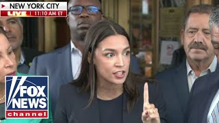 AOC shouted down by angry protesters CLOSE THE BORDER [upl. by Ahlgren947]