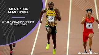 Mens 100m SemiFinals  World Athletics Championships Beijing 2015 [upl. by Nerb178]