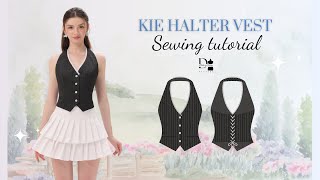 DIY Kie Halter Vest with Faux Welt Pockets  PDF Sewing Pattern [upl. by Hiro918]