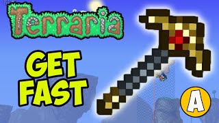 Terraria how to get GOLD PICKAXE EASY  Terraria 1449 Gold Pickaxe [upl. by Cohby]