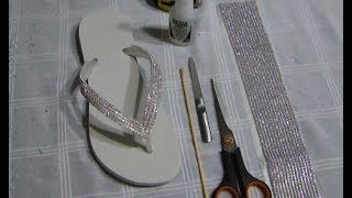 Chinelo com manta de strass  DIY  Passo a passo [upl. by Uball]