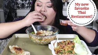 Nam Khao I Ka Piak Sen Mukbang amp Flamin Thai Review [upl. by Adanama966]