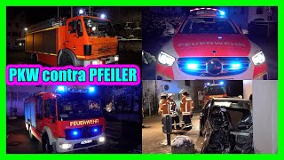 RETTUNGSEINSATZ 🚑 🚒 FEUERWEHR UHINGEN ▶️ Mit über 2 Promille gegen Pfeiler gekracht  😍 GLC amp RW [upl. by Allain]