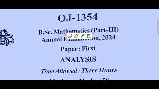 Bsc 3rd year maths 1st paper Bsc3rd year mathematics paper 1st Analysis Bsc part 3 maths paper 1st [upl. by Rafaello]