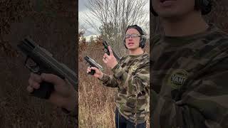 Demonstrating Speed 357 Sig Vs 45 ACP [upl. by Sillsby]