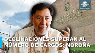 Reconoce Noroña que declinaciones de trabajadores del PJ son mayores a los cargos a elegir [upl. by Leake]