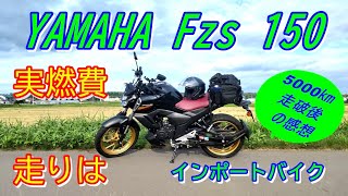 YAMAHA インポートバイク Fzs150 5000km走破後のレビュー燃費や走りなど [upl. by Reeva953]