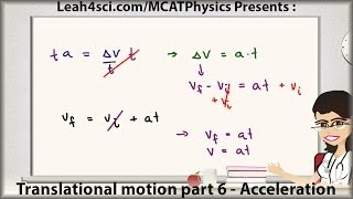 MCAT Physics Acceleration in Translational Motion Video 6 by Leah4sci [upl. by Onirotciv]