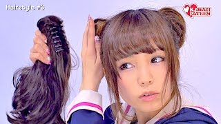 3 JAPANESE SCHOOLGIRL HAIRSTYLES Howto Tutorial by kawaii fashion model  女子高生制服ヘアアレンジ [upl. by Aihsenrad]