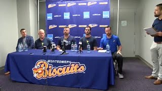 Montgomery Biscuits address media after pitchers family murdered [upl. by Adriaens]