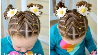 Cascading Weaved Elastics Little Girl Hairstyle [upl. by Leahey]