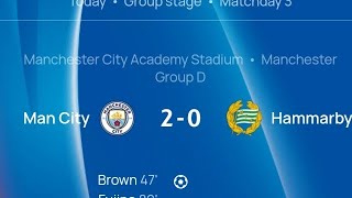 Manchester City 20 Hammarby Champions lge Group D joie st Mcr [upl. by Nosinned596]