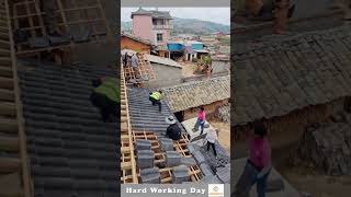 The Process Of Installing Tiles On The Roof [upl. by Richma612]