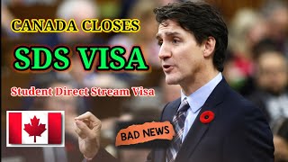 Canada Closes SDS Visa with immediate effect Immigration News Updates [upl. by Gaynor]