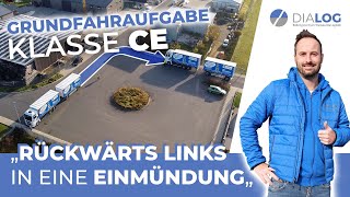 Grundfahraufgabe CE  Drehschemel  Rückwärts links in eine Einmündung  DIALOG BZ [upl. by Aysan]