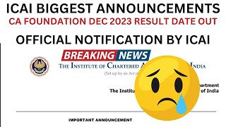 BREAKING News  CA Foundation December 2023 Result Declared by ICAI  CA foundation Result [upl. by Nanoc]