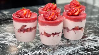 DESSERT EXPRESS 100 FRAISE 🍓😍 Super frais facile et rapide Deli Cuisine [upl. by Occir]