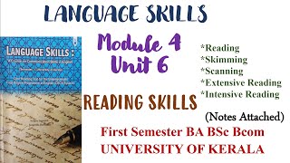 READING SKILLSLanguage Skills Skimming Scanning Intensive Extensive ReadingFirst Sem BA BSc BCom [upl. by Chesney]